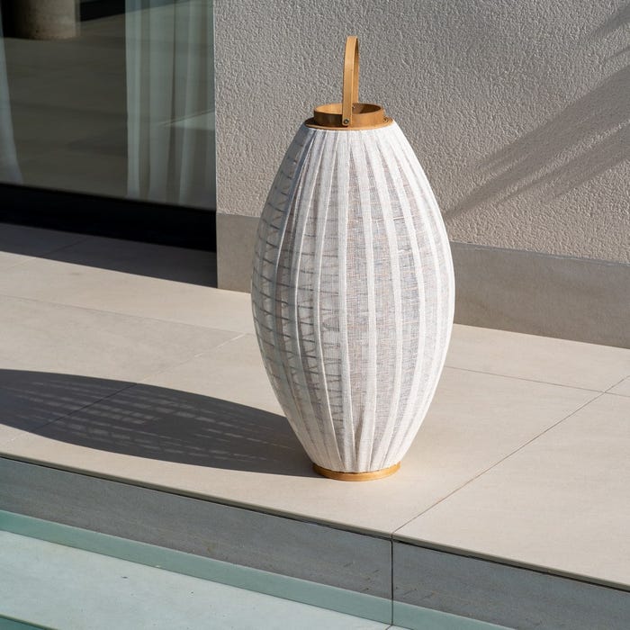Farol Portavelas Natural-Beige Bambú 36 X 36 X 56 Cm