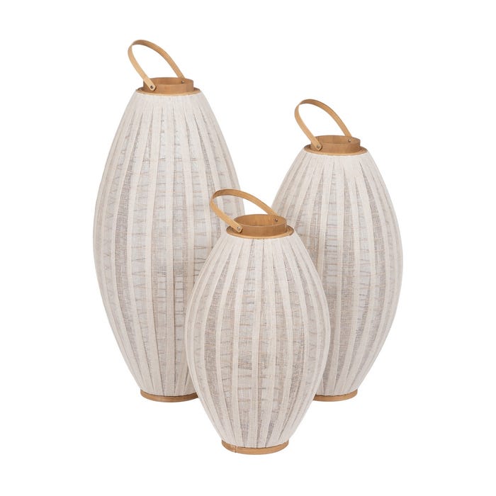 Farol Portavelas Natural-Beige Bambú 36 X 36 X 56 Cm