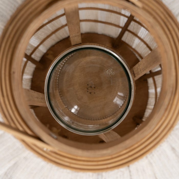 Lanterna de vela de bambu bege natural 36 x 36 x 56 cm