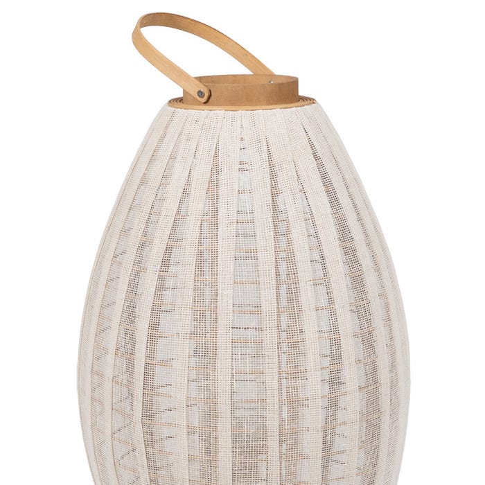 Farol Portavelas Natural-Beige Bambú 38 X 38 X 70 Cm