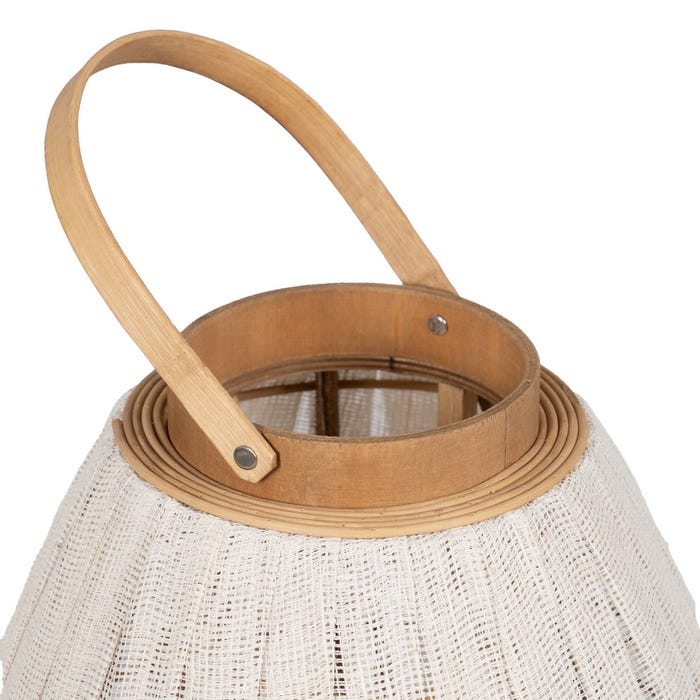 Farol Portavelas Natural-Beige Bambú 40 X 40 X 83 Cm