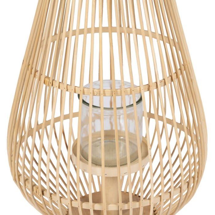 Lanterna de vela de bambu natural 30 x 30 x 55 cm