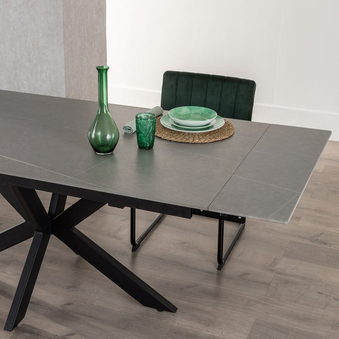 Mesa extensível cinza-preta 170 x 90 x 76 cm