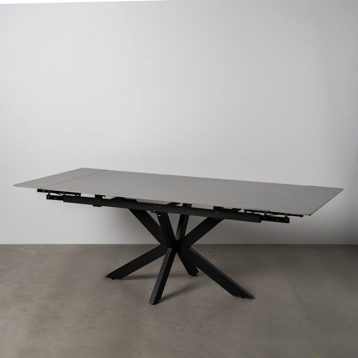 Mesa extensível cinza-preta 170 x 90 x 76 cm