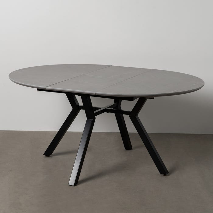 Mesa extensível cinza-preta 120 x 120 x 75 cm