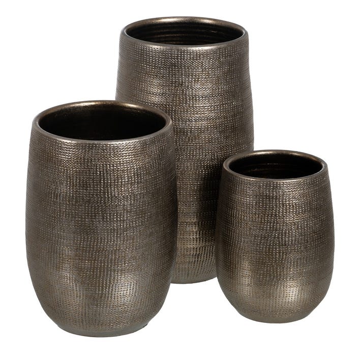 Metallic Ceramic Flowerpot Decoration 20 X 23 X 30 Cm