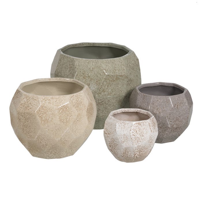 Decoração de vaso de cerâmica cinza 25 x 25 x 20 cm