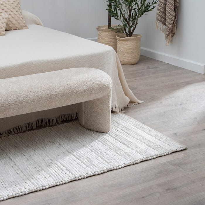 Tapete decorativo de tecido creme 80 x 150 cm