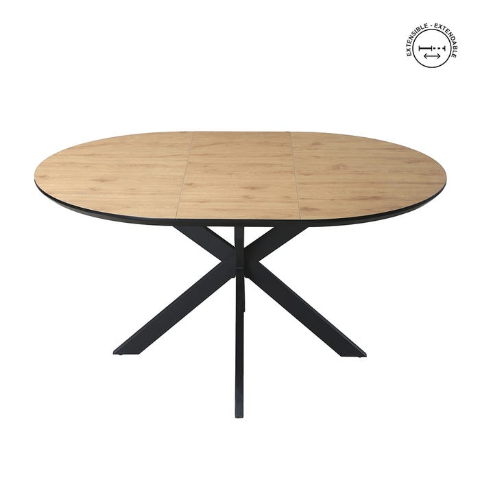 Mesa Extensível Natural-Preto Dm-Metal 120 X 120 X 76 Cm