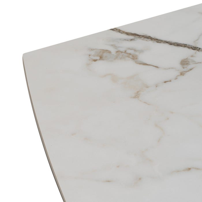Mesa Extensible Marmolada Beige-Negro 180 X 90 X 76 Cm