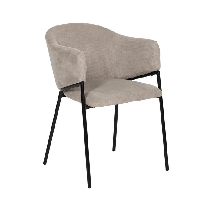 Beige Fabric-Metal Chair 54 X 60 X 78 Cm