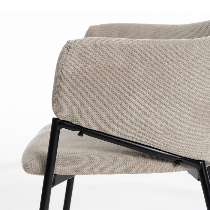 Beige Fabric-Metal Chair 54 X 60 X 78 Cm
