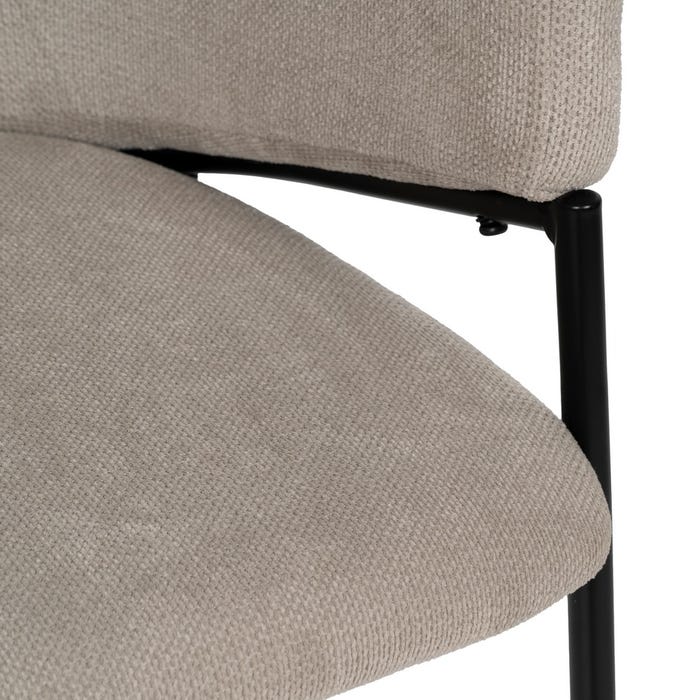 Beige Fabric-Metal Chair 54 X 60 X 78 Cm