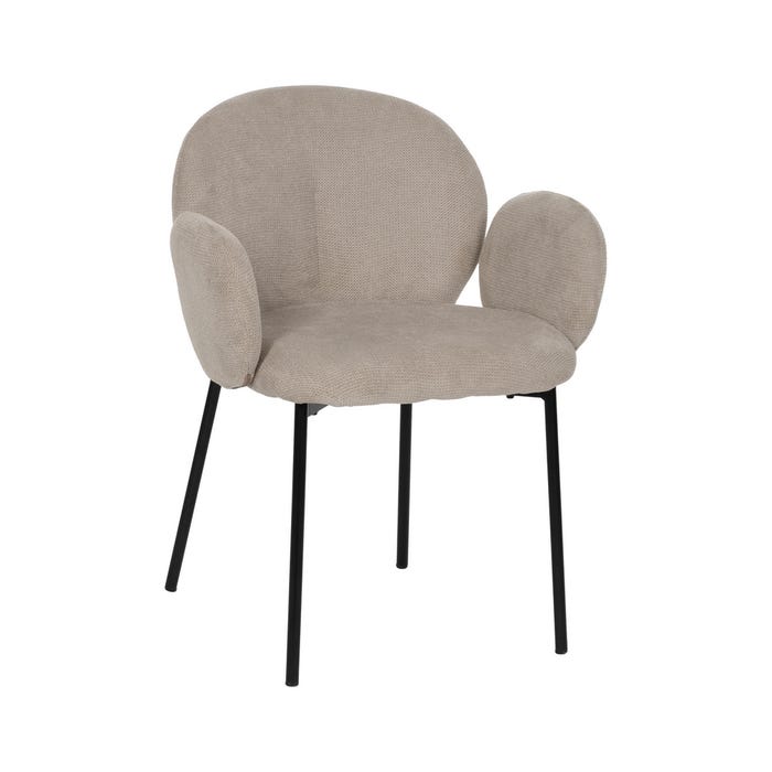Beige Fabric-Metal Chair 66 X 60 X 79 Cm