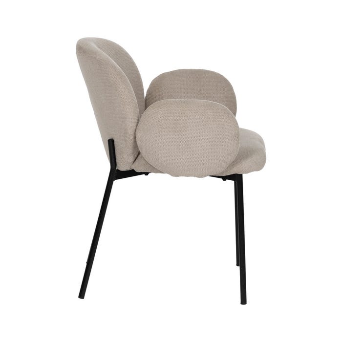 Beige Fabric-Metal Chair 66 X 60 X 79 Cm