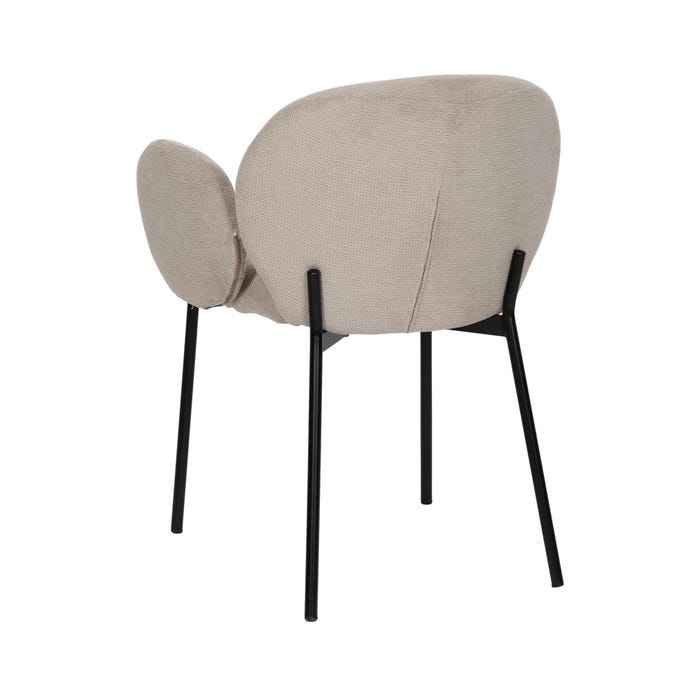 Beige Fabric-Metal Chair 66 X 60 X 79 Cm