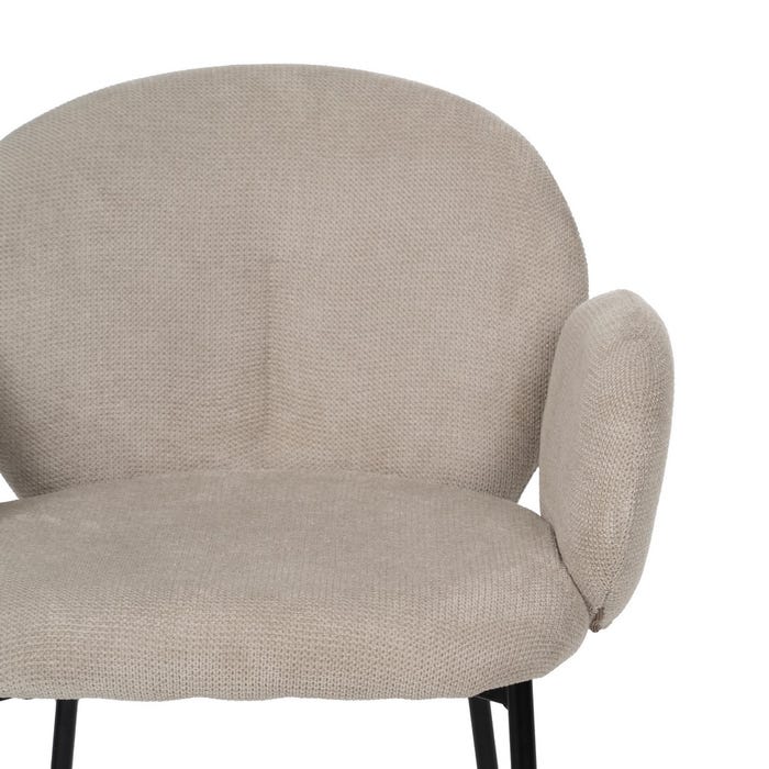 Beige Fabric-Metal Chair 66 X 60 X 79 Cm