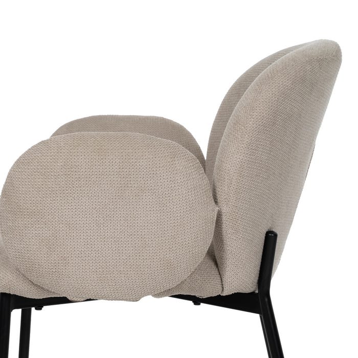 Beige Fabric-Metal Chair 66 X 60 X 79 Cm