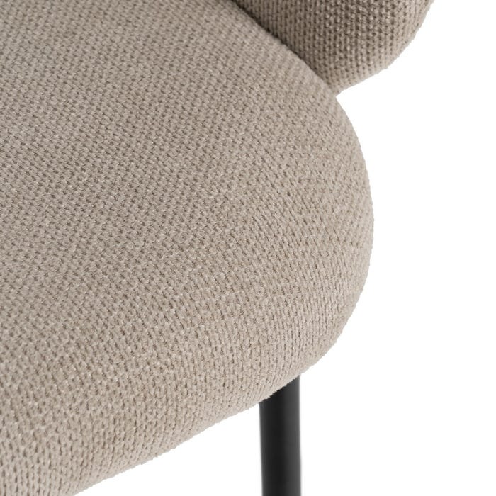Beige Fabric-Metal Chair 66 X 60 X 79 Cm
