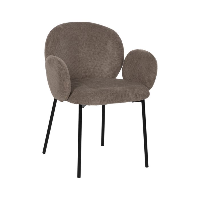 Taupe Fabric-Metal Chair 66 X 60 X 79 Cm
