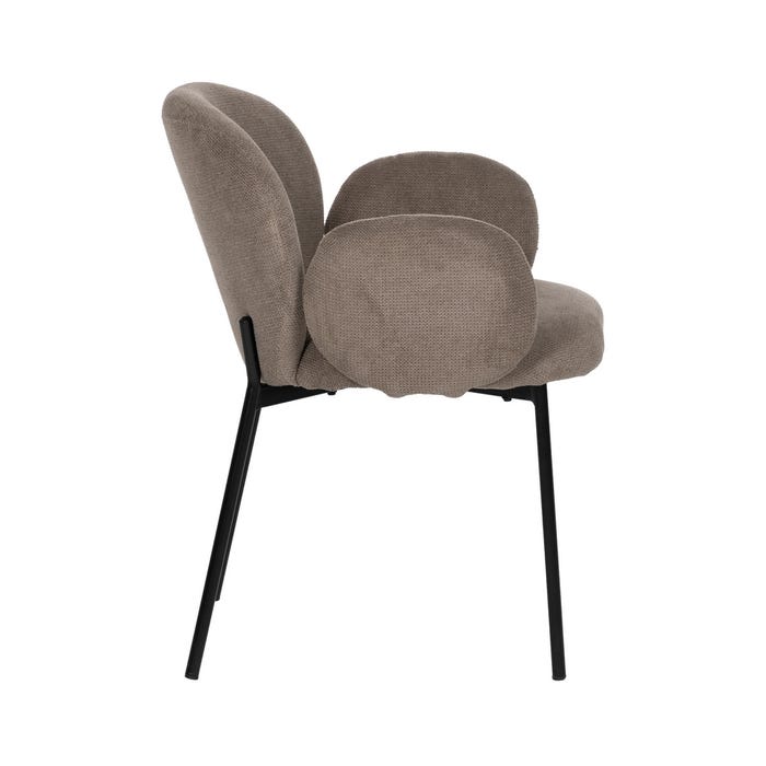 Taupe Fabric-Metal Chair 66 X 60 X 79 Cm
