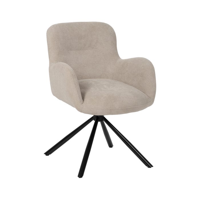 Beige Swivel Fabric-Metal Chair 62 X 65 X 82 Cm