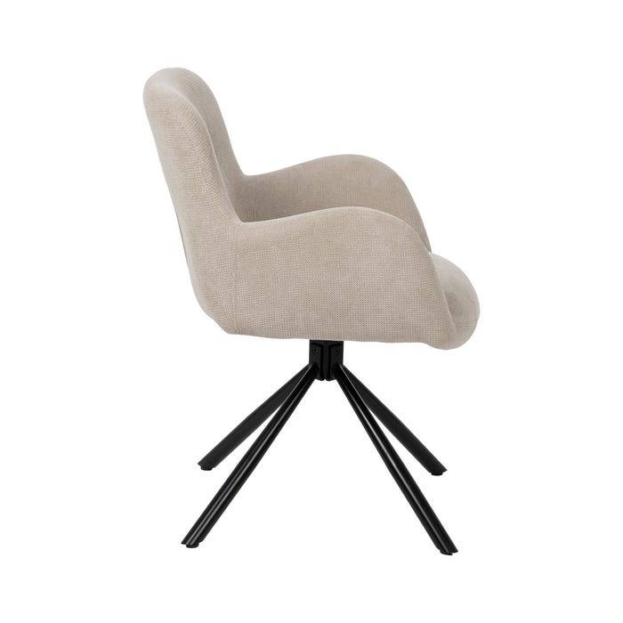 Beige Swivel Fabric-Metal Chair 62 X 65 X 82 Cm