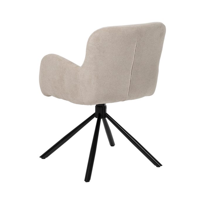 Beige Swivel Fabric-Metal Chair 62 X 65 X 82 Cm