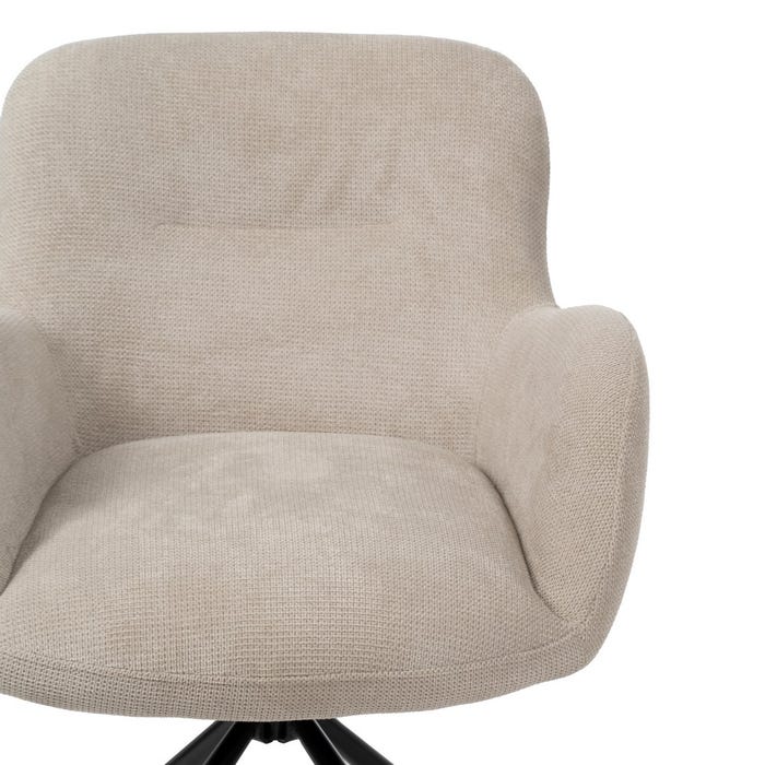 Beige Swivel Fabric-Metal Chair 62 X 65 X 82 Cm