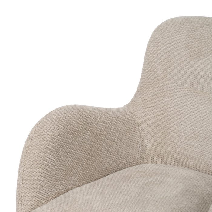 Beige Swivel Fabric-Metal Chair 62 X 65 X 82 Cm