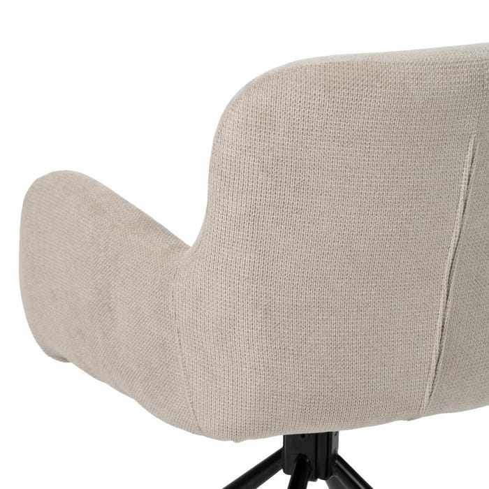 Beige Swivel Fabric-Metal Chair 62 X 65 X 82 Cm