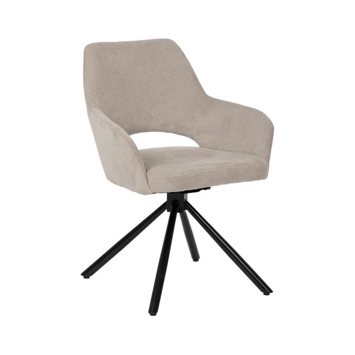 Beige Swivel Fabric-Metal Chair 59.50 X 62 X 83.50 Cm
