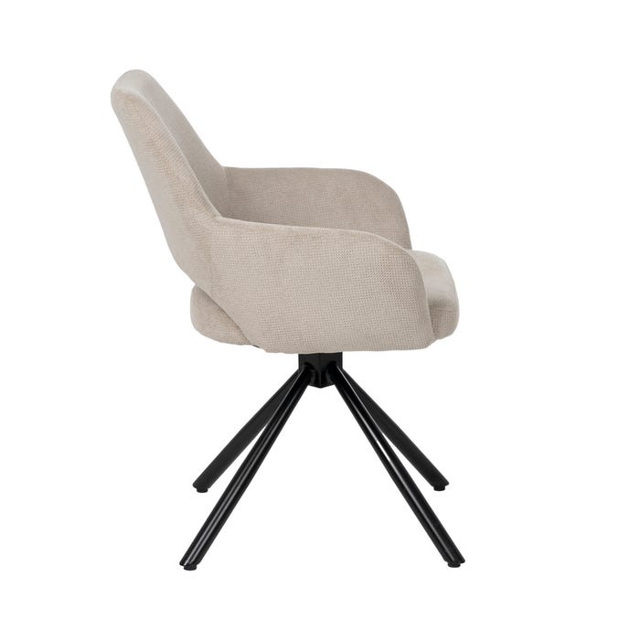 Beige Swivel Fabric-Metal Chair 59.50 X 62 X 83.50 Cm