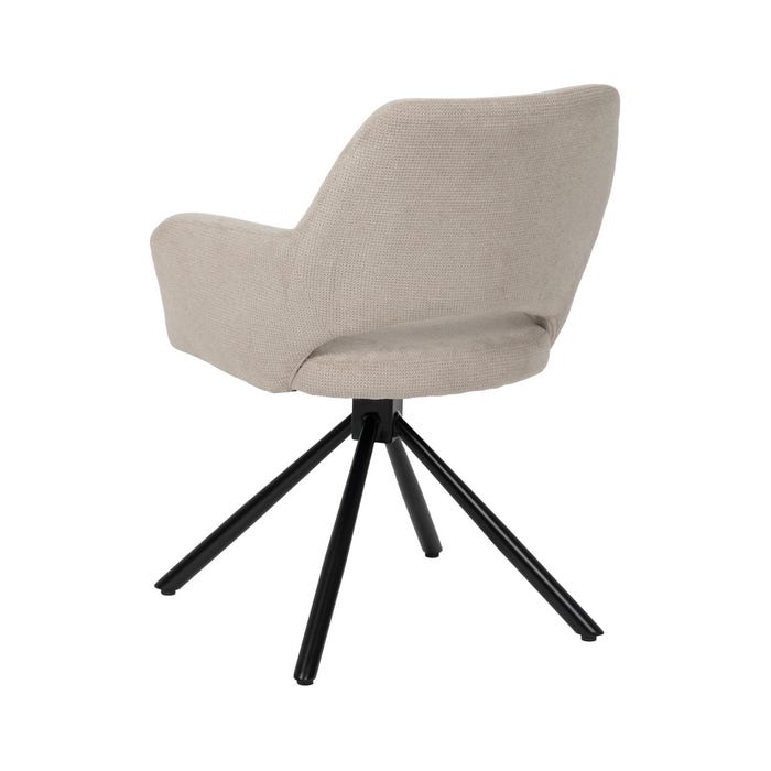Beige Swivel Fabric-Metal Chair 59.50 X 62 X 83.50 Cm