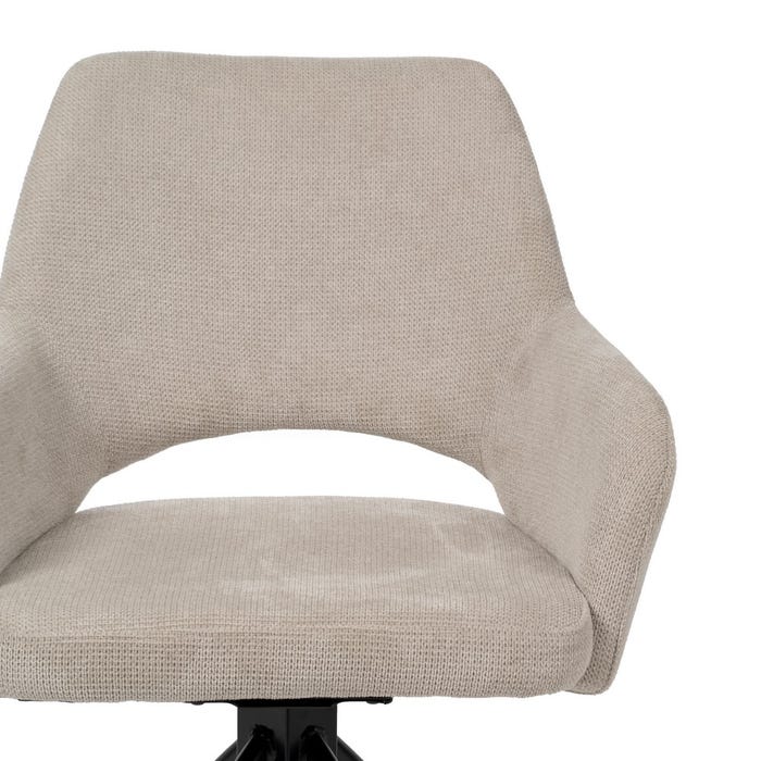 Beige Swivel Fabric-Metal Chair 59.50 X 62 X 83.50 Cm