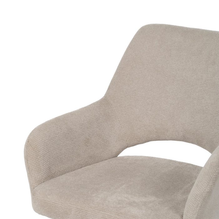 Beige Swivel Fabric-Metal Chair 59.50 X 62 X 83.50 Cm