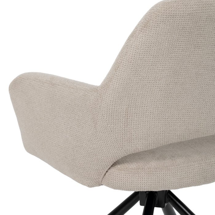 Beige Swivel Fabric-Metal Chair 59.50 X 62 X 83.50 Cm