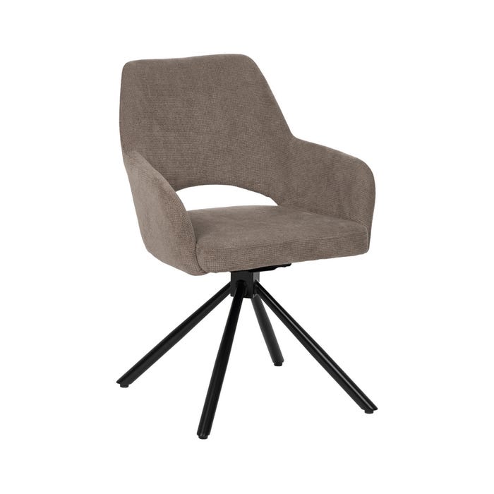 Taupe Swivel Fabric-Metal Chair 59.50 X 62 X 83.50 Cm