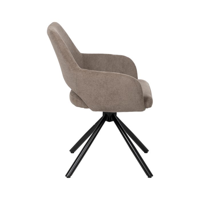 Taupe Swivel Fabric-Metal Chair 59.50 X 62 X 83.50 Cm