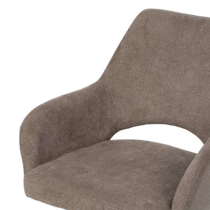 Taupe Swivel Fabric-Metal Chair 59.50 X 62 X 83.50 Cm