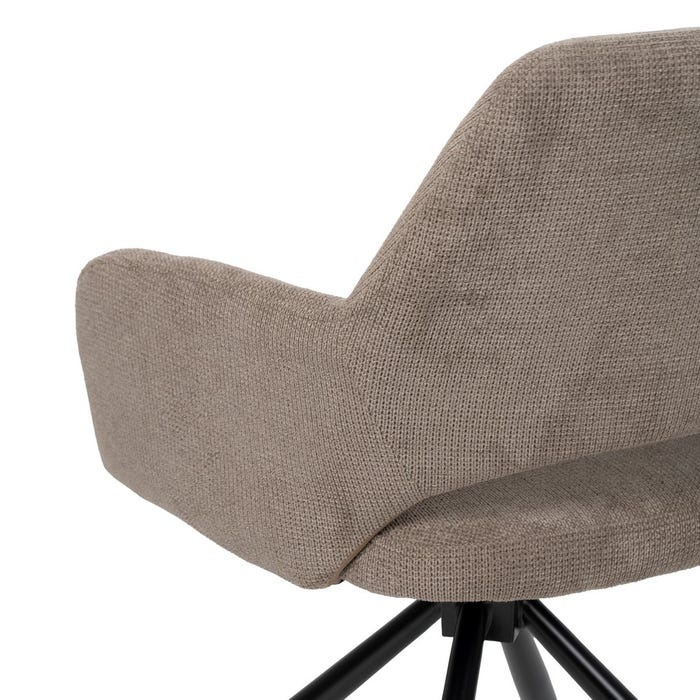 Taupe Swivel Fabric-Metal Chair 59.50 X 62 X 83.50 Cm