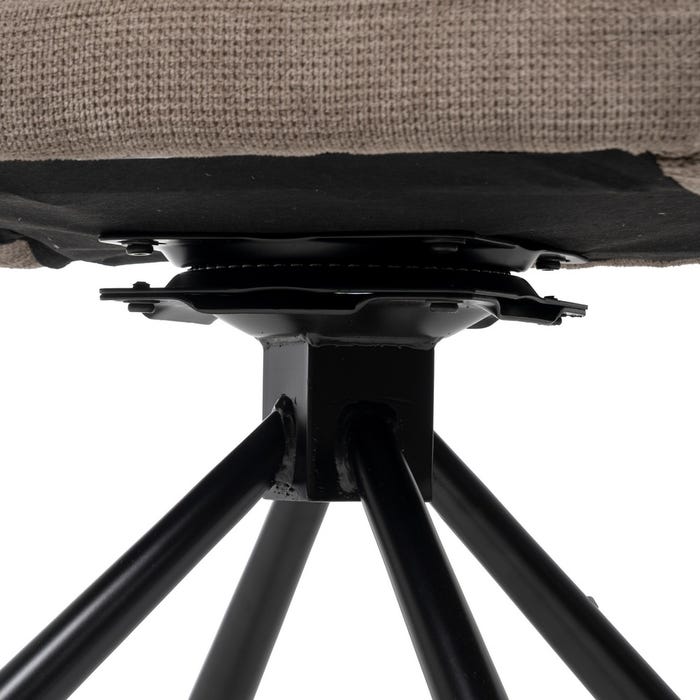 Taupe Swivel Fabric-Metal Chair 59.50 X 62 X 83.50 Cm