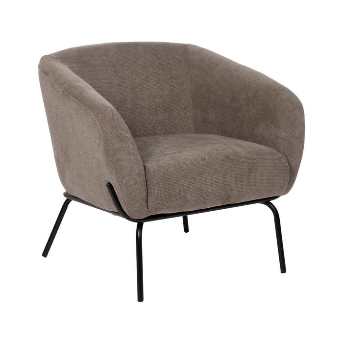 Taupe Fabric-Metal Armchair 77 X 72 X 68 Cm