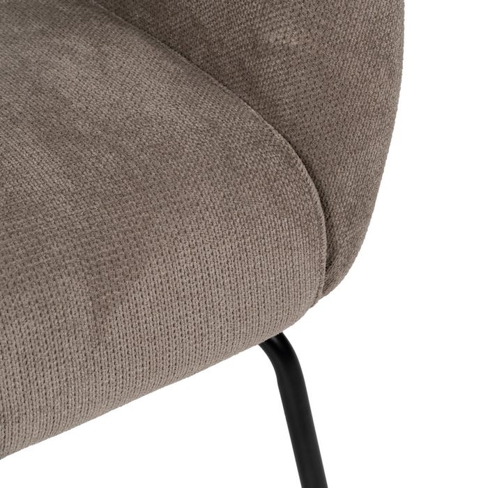 Taupe Fabric-Metal Armchair 77 X 72 X 68 Cm