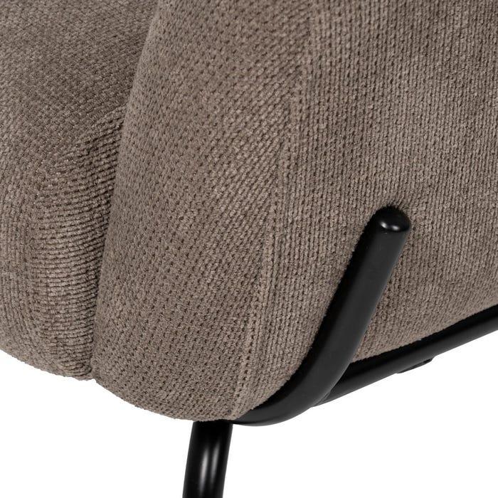 Taupe Fabric-Metal Armchair 77 X 72 X 68 Cm