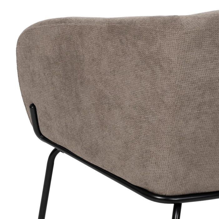 Taupe Fabric-Metal Armchair 77 X 72 X 68 Cm