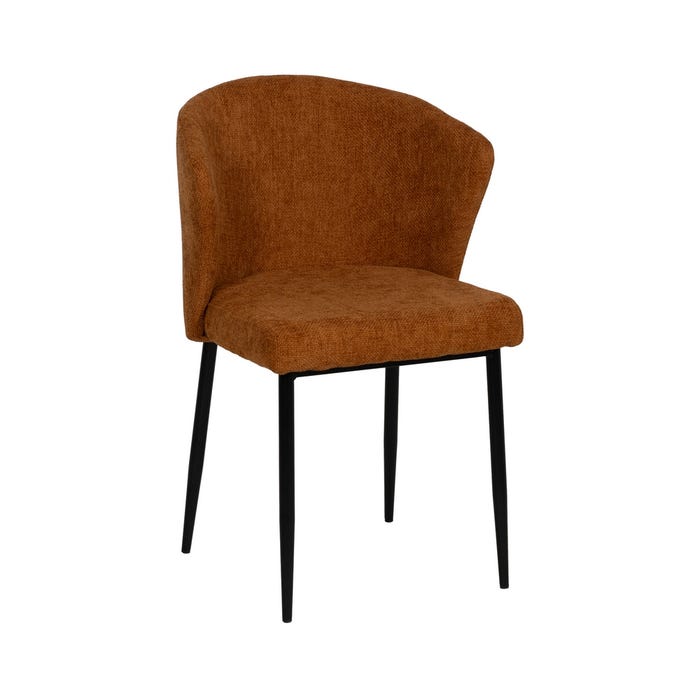 Cadeira de tecido marrom e metal 59 x 55 x 80 cm