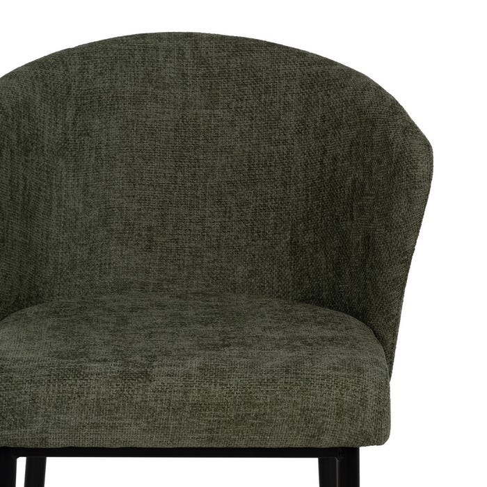 Cadeira de tecido verde e metal 59 x 55 x 80 cm