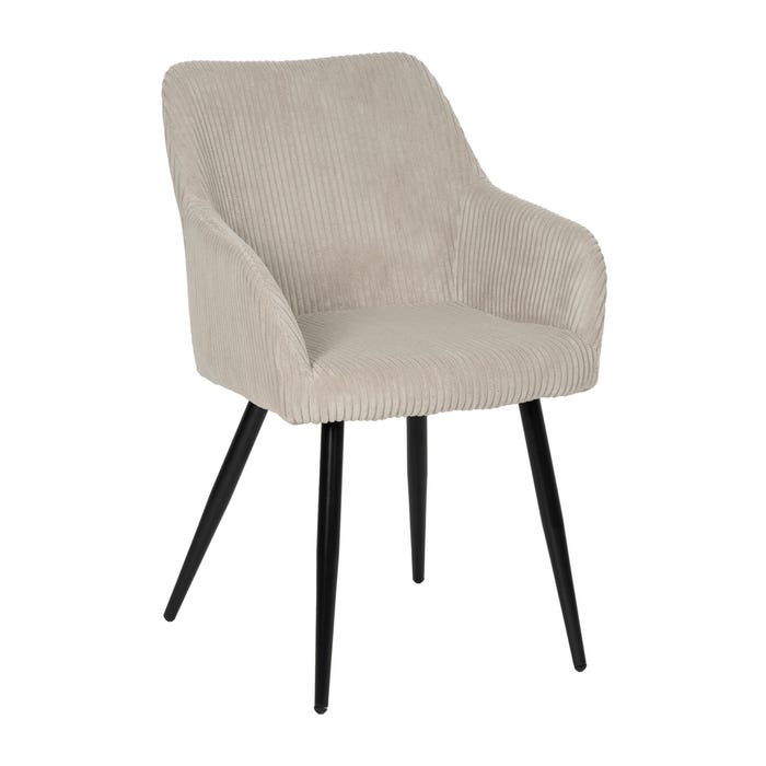Beige Fabric-Metal Contract Chair 57 X 43 X 83 Cm