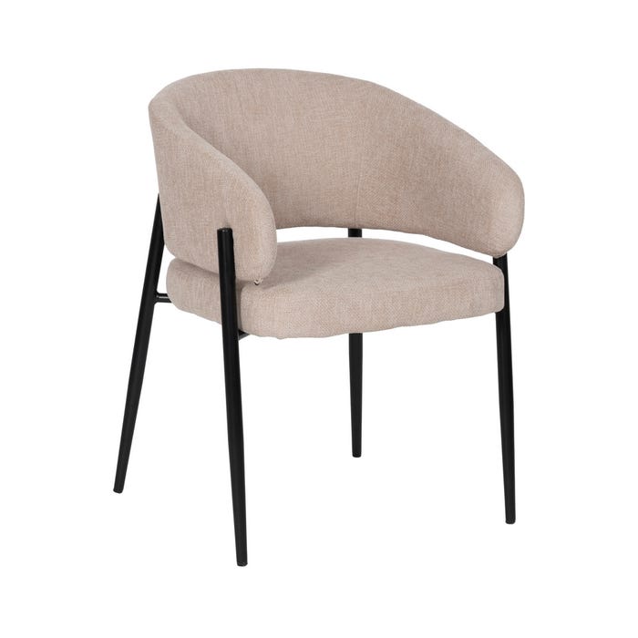 Beige Fabric-Metal Contract Chair 60 X 57 X 79 Cm